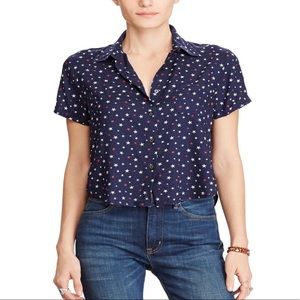 Denim & Supple Ralph Lauren Cropped Star Shirt S